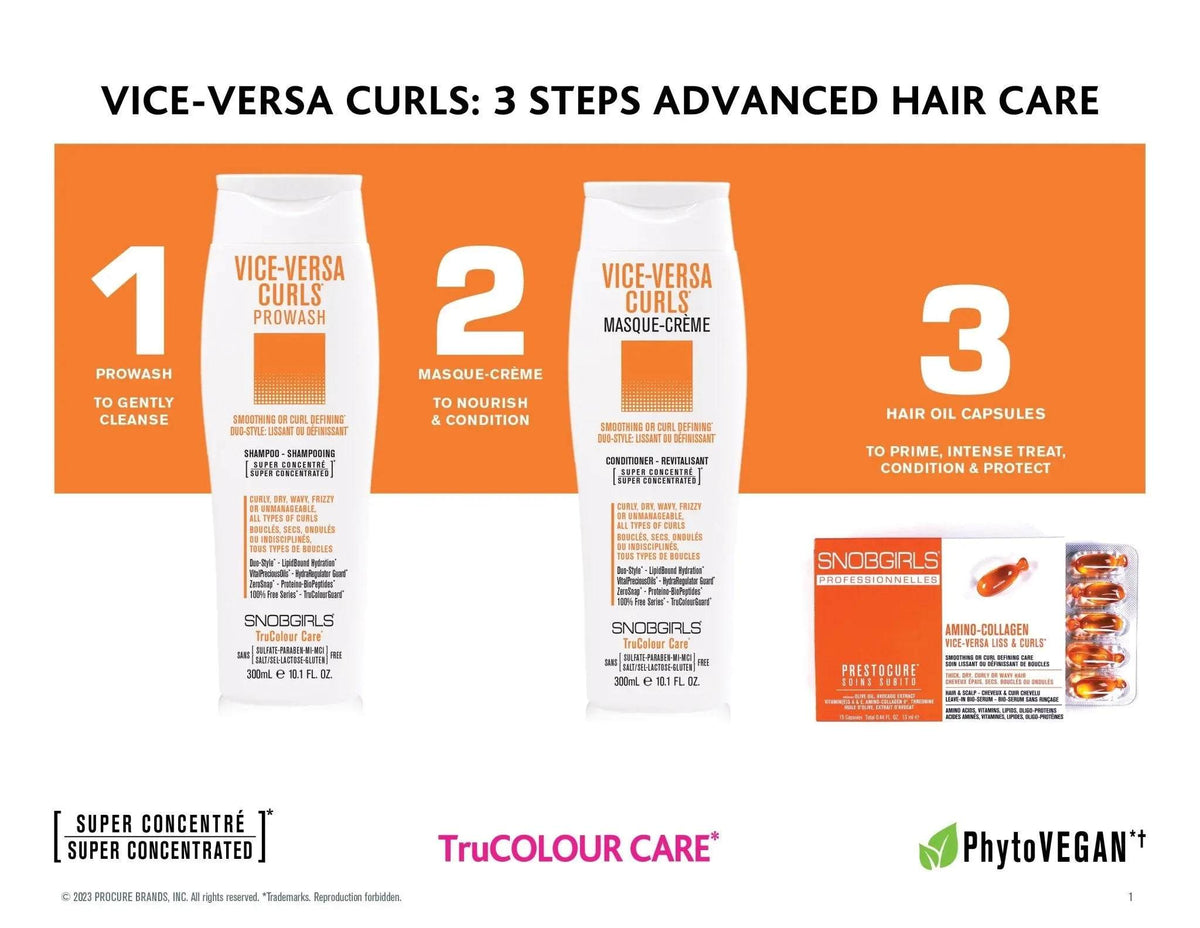Trio VICE-VERSA CURLS Vegan Shampoo, Conditioner, Hair Oil for SmoothiTrio VICE-VERSA CURLS Vegan Shampoo, Conditioner, Hair OilSNOBGIRLS Canada