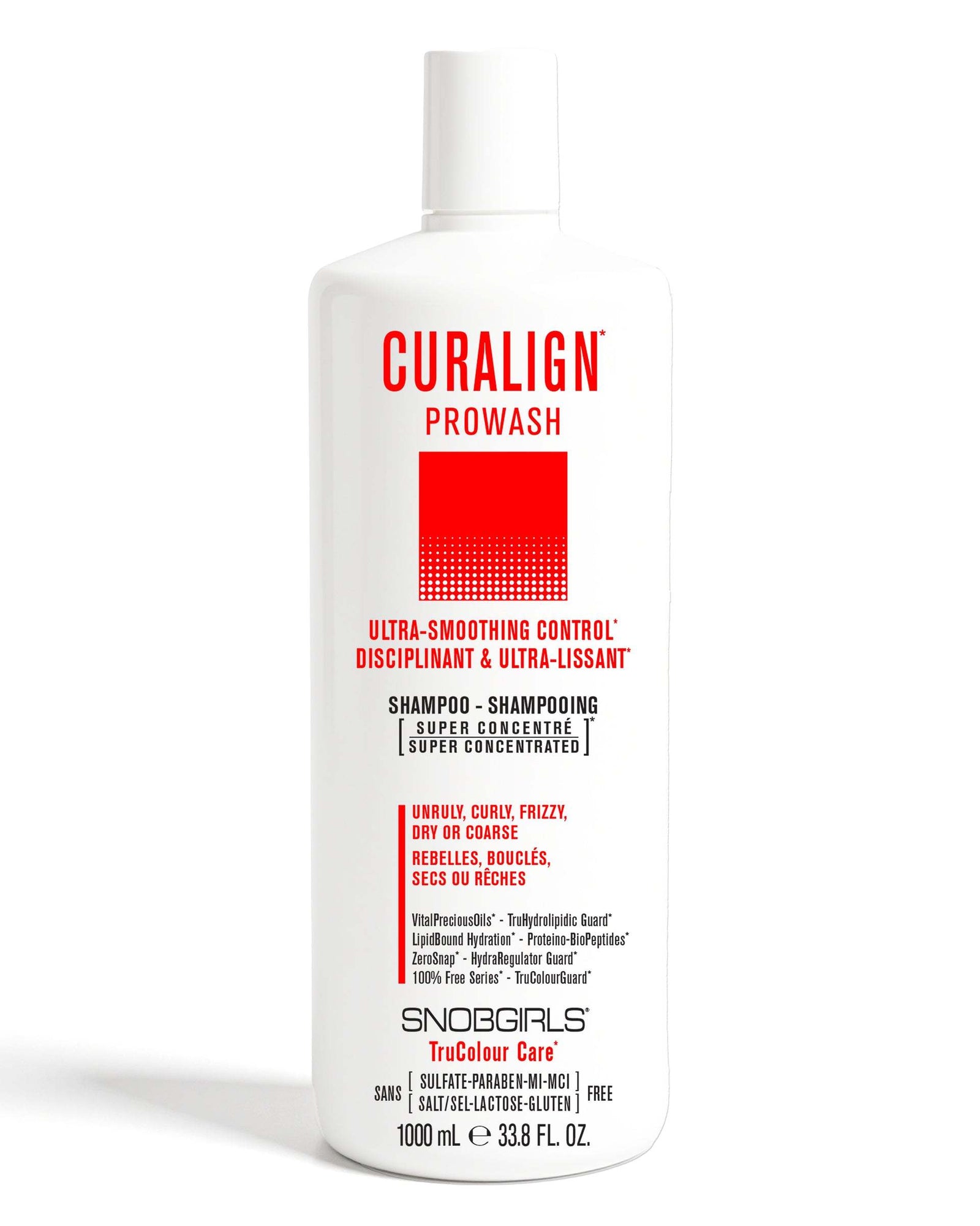 CURALIGN Vegan Shampoo 1000 mLULTRA-SMOOTHING CONTROL

For Unruly, Curly, Frizzy, Dry or Coarse Hair
Super Concentrated PROWASH Vegan ShampooLuxurious lather gently cleanses and helps nourish, reSNOBGIRLS Canada