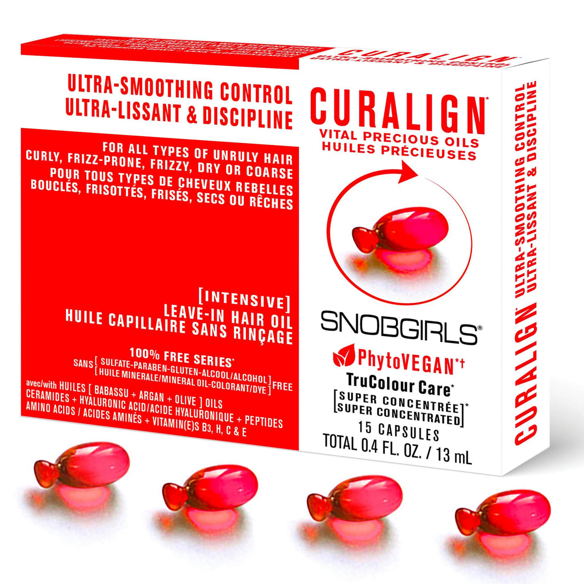 CURALIGN Intensive Vegan Hair Oil with Argan Oil, Hyaluronic Acid, Ceramides, Peptides &amp; Vitamins