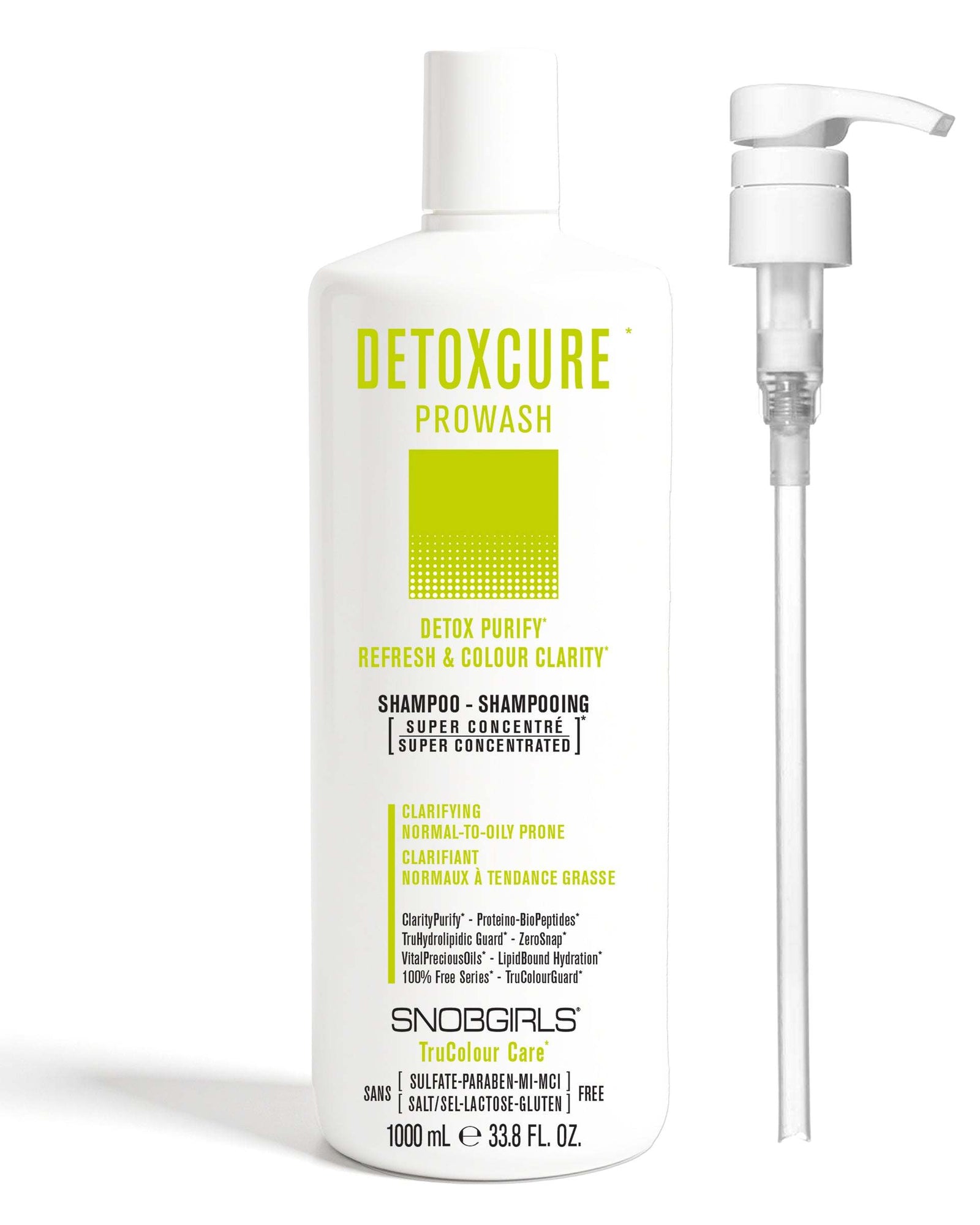 DETOXCURE Vegan Shampoo 1000 mL + PumpDETOX PURIFYREFRESH &amp; COLOUR CLARITY

For Clarifying - Detoxifying &amp; Normal-to-Oily Prone Hair
Super Concentrated PROWASH Vegan Hair ShampooLuxurious lather SNOBGIRLS Canada