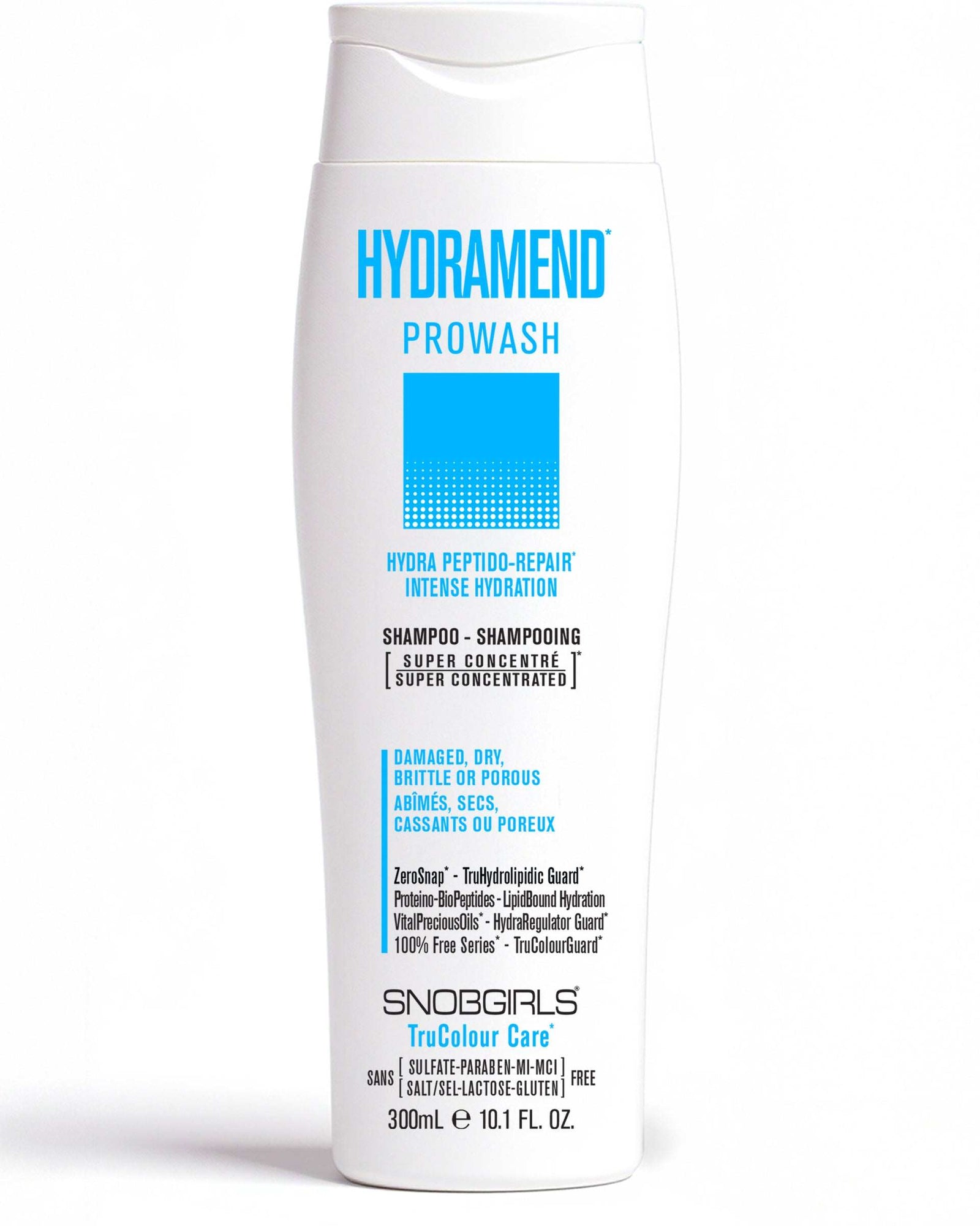 HYDRAMEND Vegan Hydrating Shampoo 300 mLHYDRA PEPTIDO-REPAIRINTENSE HYDRATION
Tailored for Damaged, Dry, Brittle or Porous Hair. Super Concentrated PROWASH Vegan Hydrating Shampoo
Luxurious lather gently cSNOBGIRLS Canada
