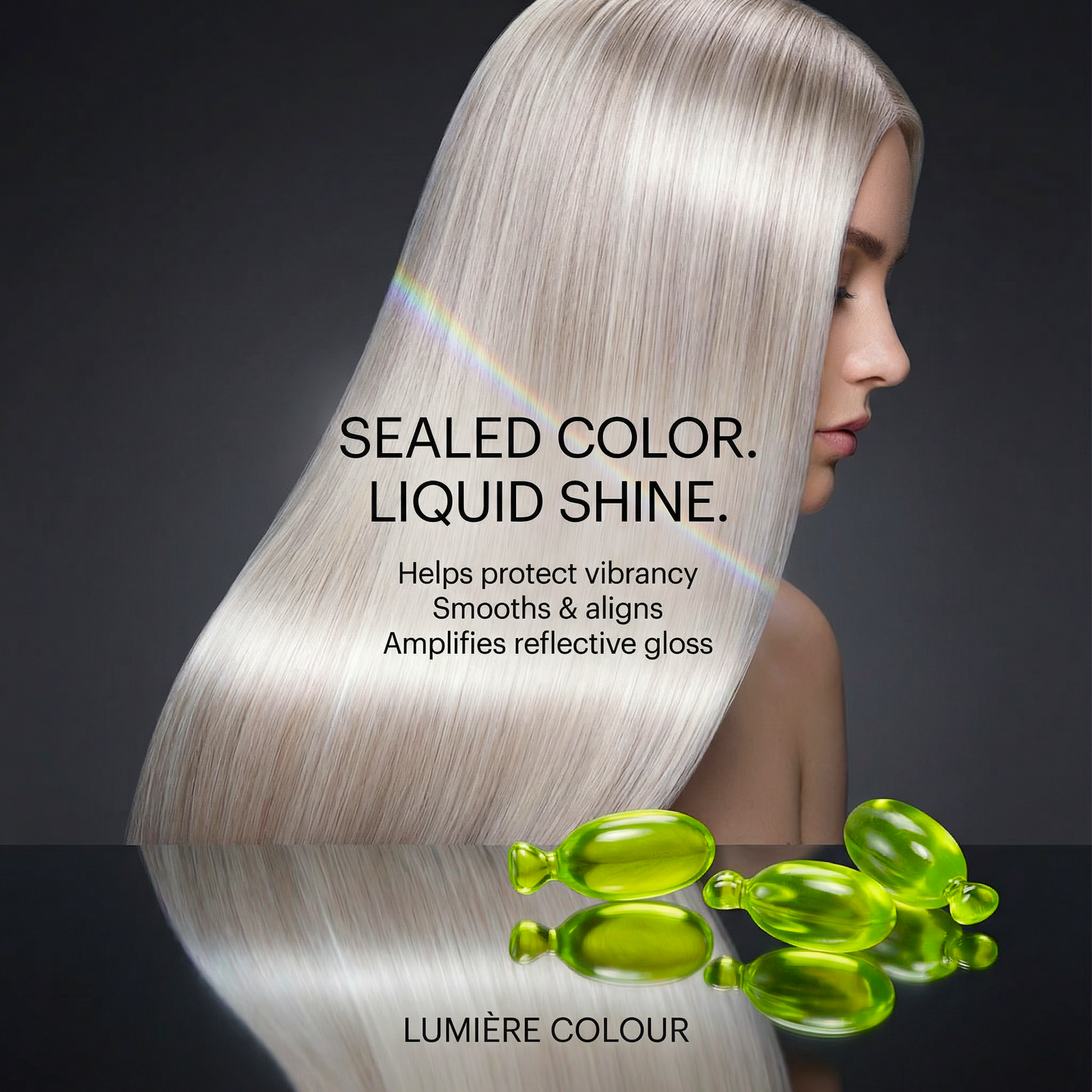 LUMIÈRE-COLOUR vegan hair oil capsules for shiny, nourished color-treated hair