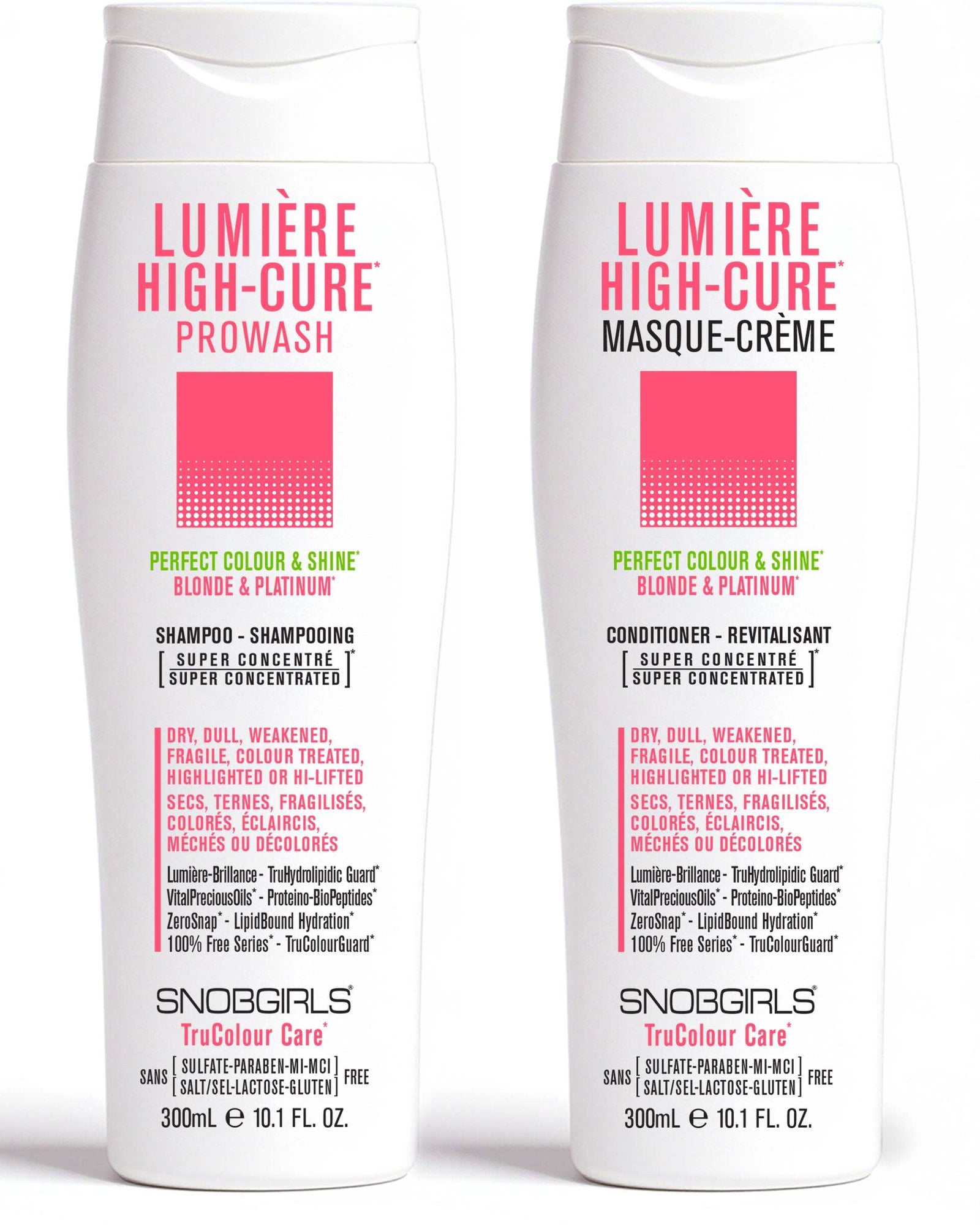 LUMIERE HIGHCURE DUO 300 mLPERFECT COLOUR &amp; SHINE* BLONDE &amp; PLATINUM*For Dry, Dull, Weakened, Fragile, Colour Treated, Highlighted or Highly-Lifted Hair1 x LUMIERE HIGHCURE PROWASH 300SNOBGIRLS Canada