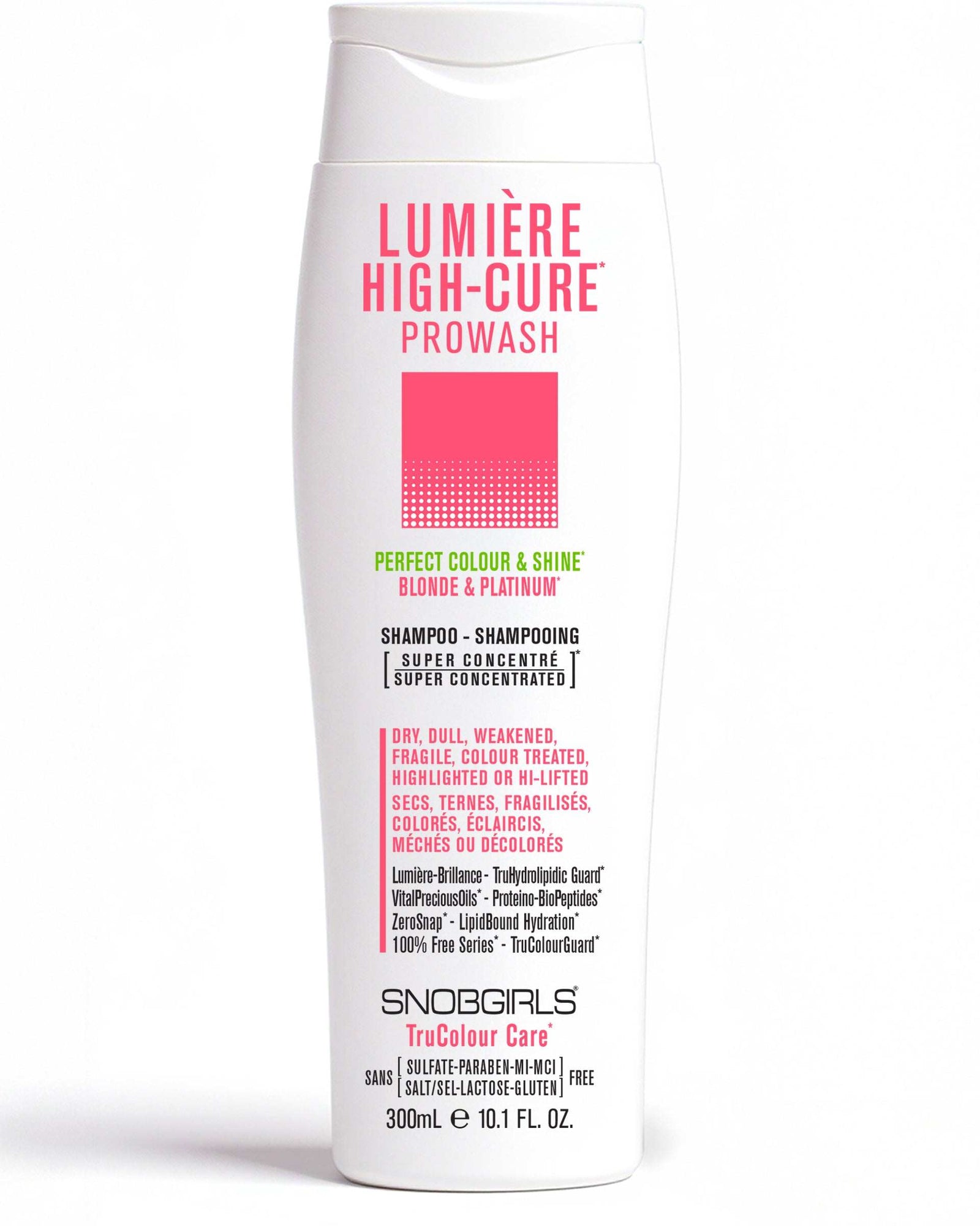 LUMIERE HIGHCURE Vegan Hair Shampoo 300 mLPERFECT COLOUR &amp; SHINEBLONDE &amp; PLATINUM

For Dry, Dull, Weakened, Fragile, Colour Treated, Highlighted or Hi-Lifted HairPerfect for All Shades of Blonde &ampSNOBGIRLS Canada