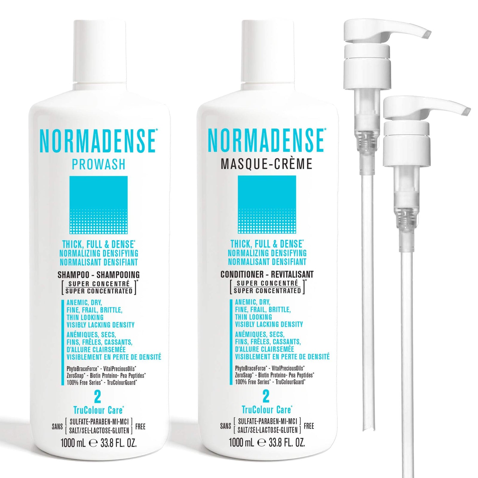 NORMADENSE 2 Duo 1000 mL + PumpsNORMADENSE 2*THICK, FULL &amp; DENSE* NORMALIZING DENSIFYINGFor Anemic, Dry, Fine, Frail, Brittle, Thin Looking Hair, Visibly Lacking Density1 x NORMADENSE 2 PROWASHSNOBGIRLS Canada