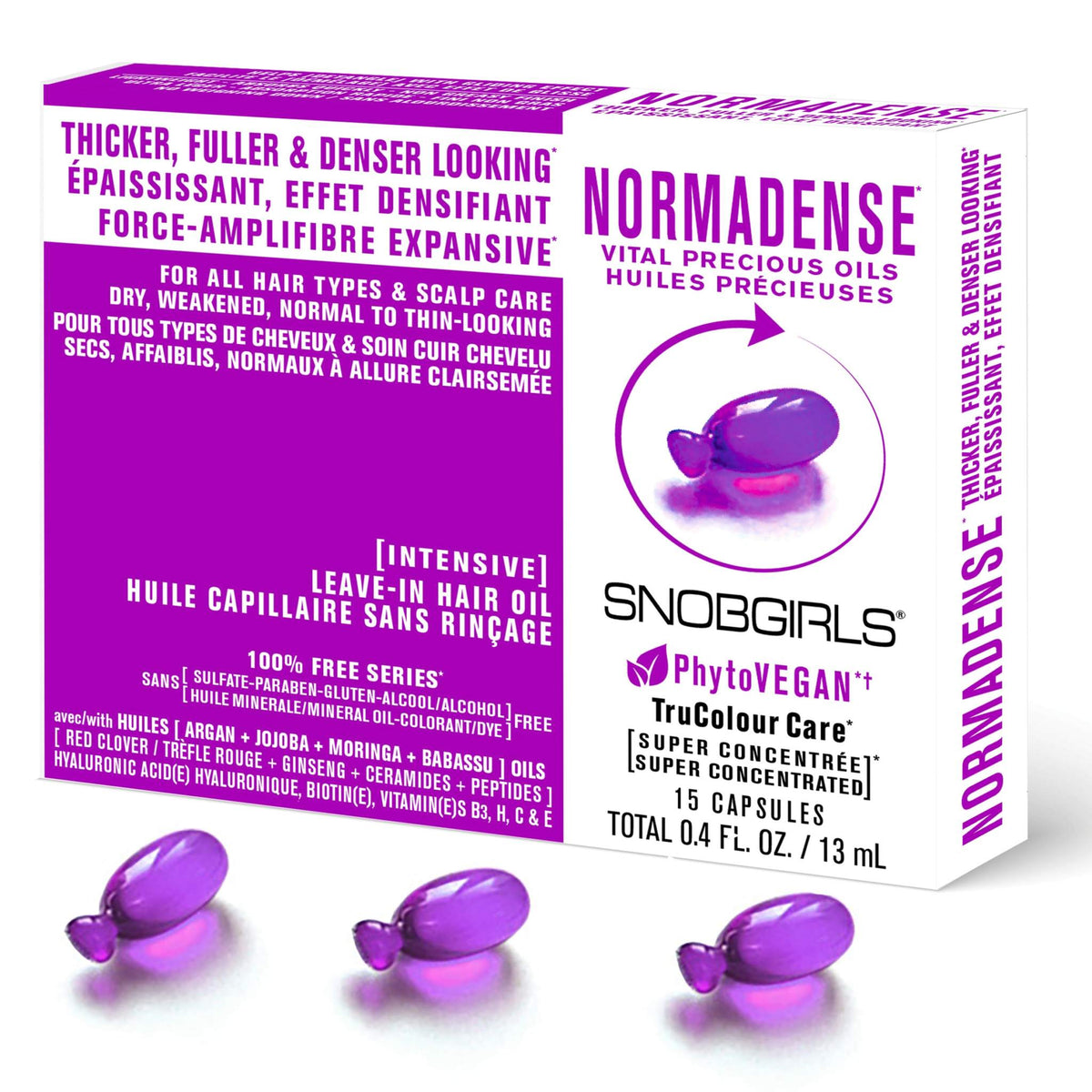 NORMADENSE Huile Capillaire avec Huile d’Argan, Trèfle Rouge, Ginseng, Peptides, Biotine, Acide Hyaluronique &amp; Vitamines

