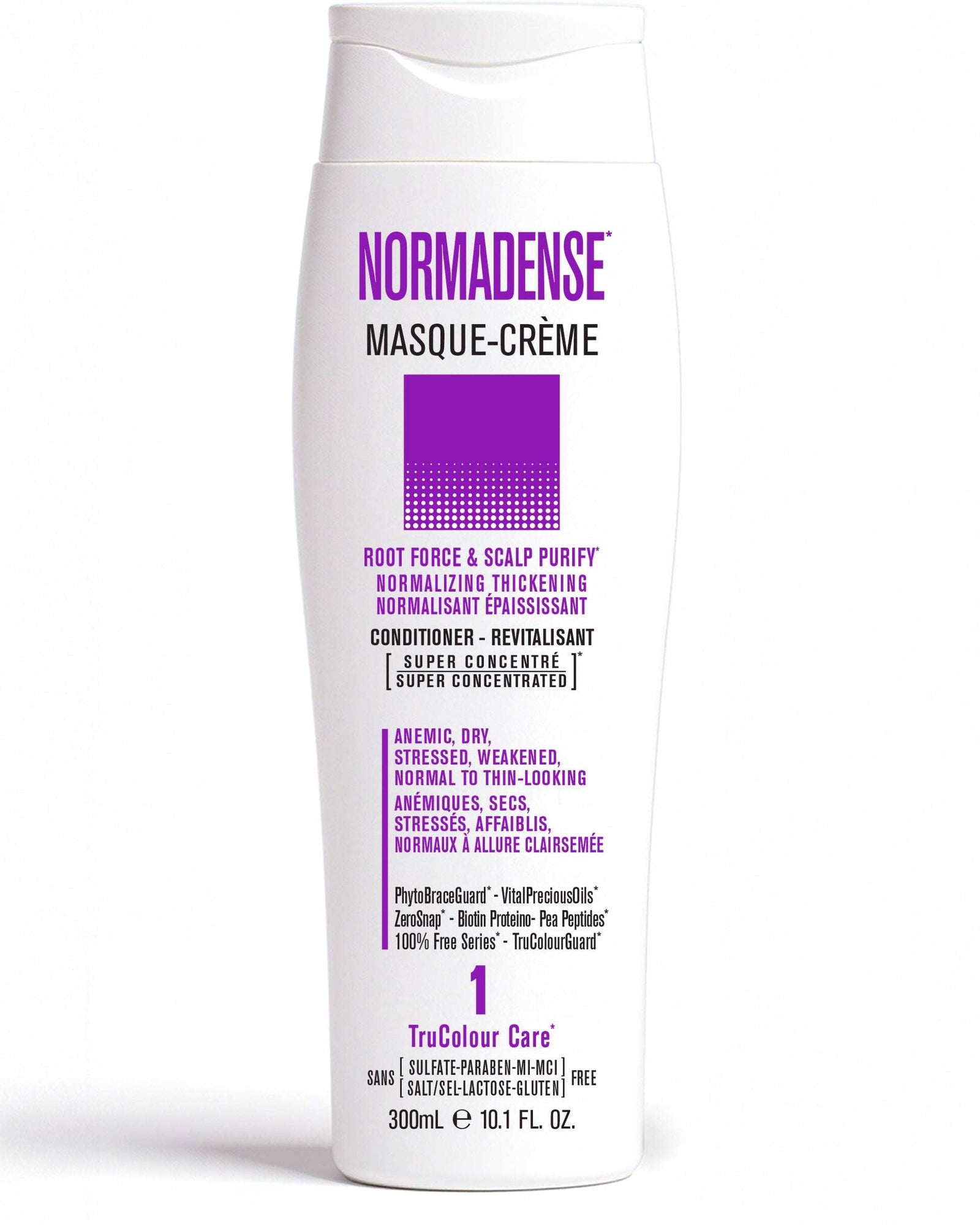 NORMADENSE 1 Vegan Conditioner 300 mlROOT FORCE &amp; SCALP PURIFYNORMALIZING THICKENING

For Dry, Stressed, Weakened, Normal to Thin-Looking Hair
Super Concentrated MASQUE-CREMEVegan ConditionerLightweSNOBGIRLS Canada