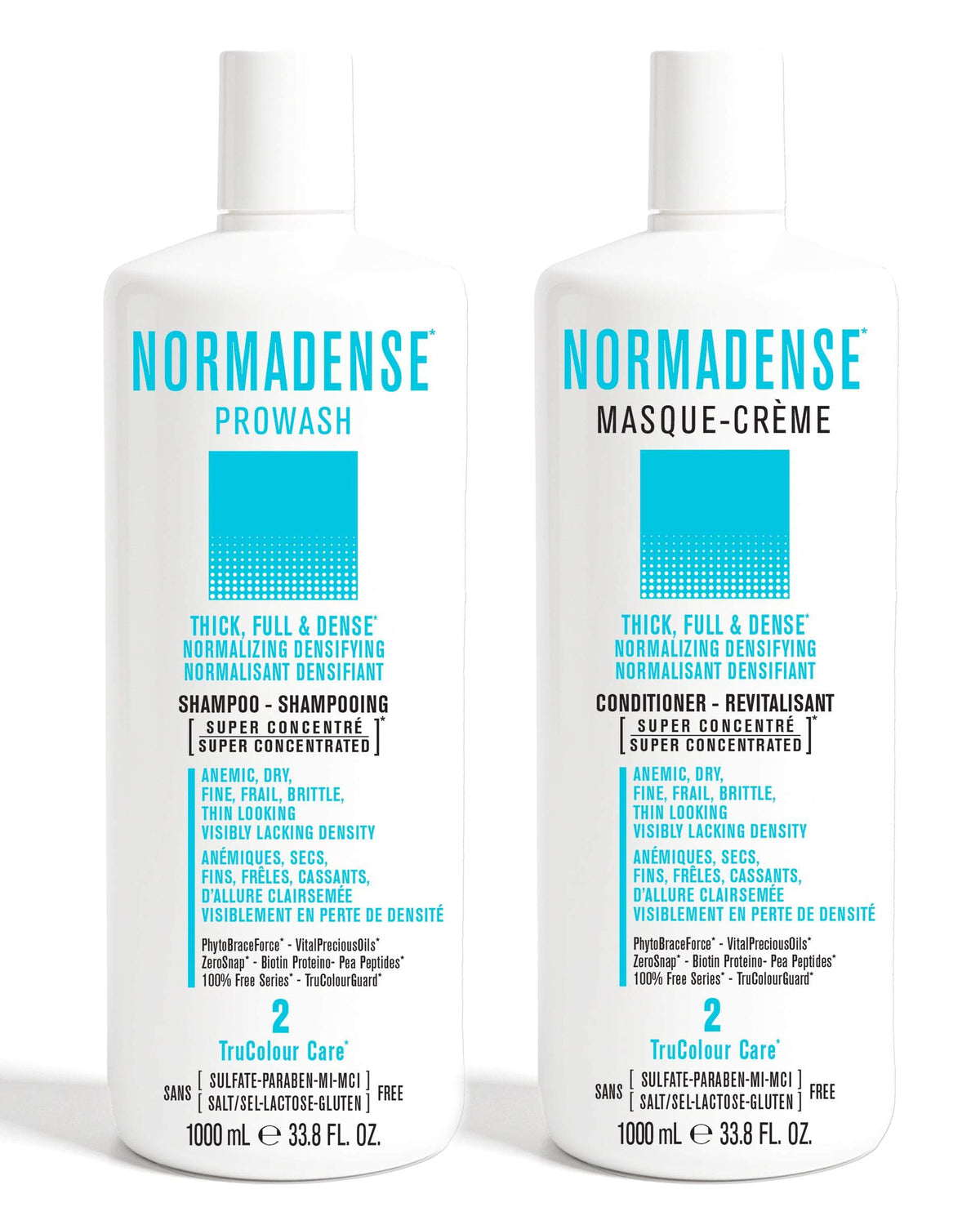 NORMADENSE 2 Duo shampoo and conditioner for fuller, denser hair, vegan and color-safe formula for dry, thin hair