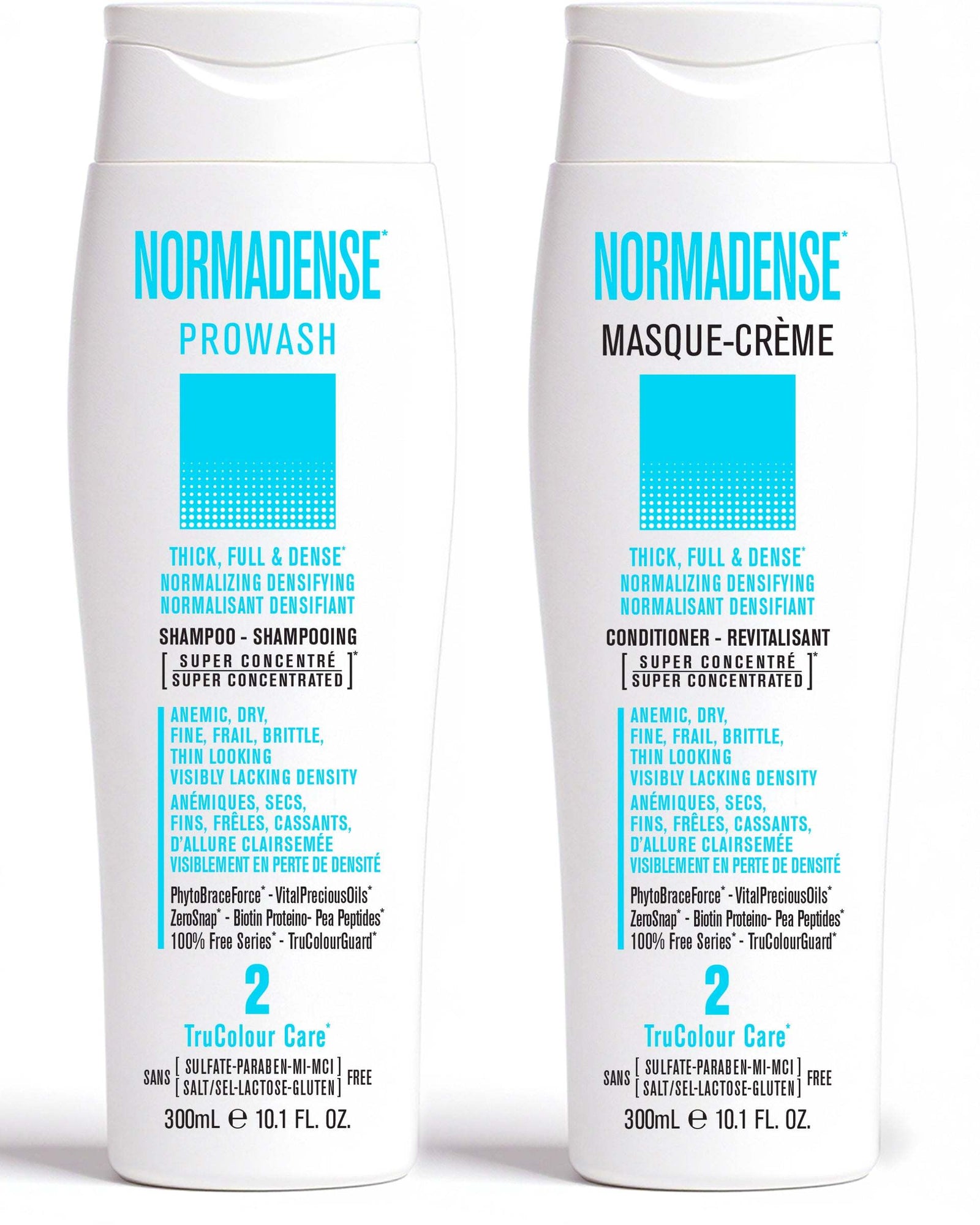 NORMADENSE 2 Duo 300 mLTHICK, FULL &amp; DENSENORMALIZING DENSIFYING
For Dry, Fine, Frail, Brittle, Thin Looking Hair, Visibly Lacking Density1 x NORMADENSE 2 Shampoo 300 mL 1 x NORMADENSESNOBGIRLS Canada
