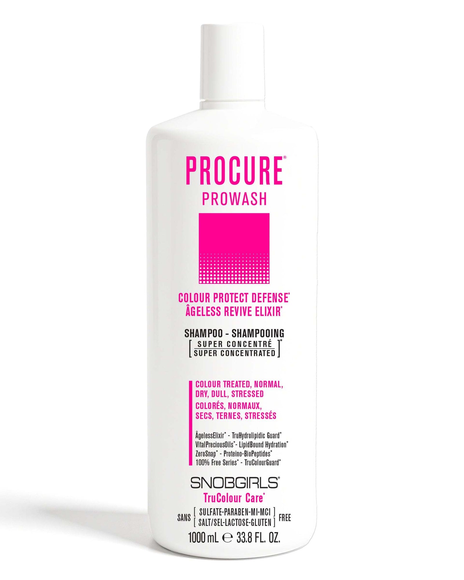 PROCURE Vegan Shampoo 1000 mLCOLOUR PROTECT DEFENSEÂGELESS REVIVE ELIXIR
For Colour Treated, Normal, Dry, Dull, Stressed Hair.
Super Concentrated  PROWASH Vegan ShampooLuxurious lather gently clSNOBGIRLS Canada