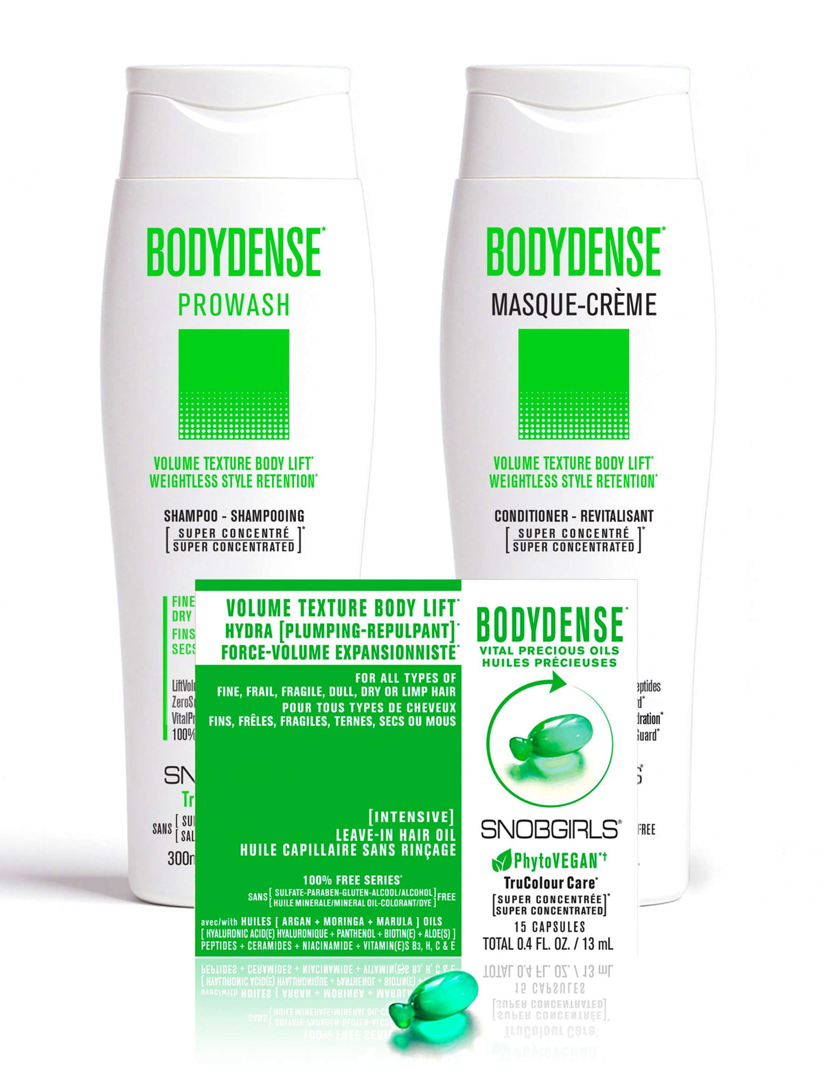 DUO BODYDENSE - Prowash + Masque-Creme 1000 mLBODYDENSE*VOLUME TEXTURE BODY LIFT* WEIGHTLESS STYLE RETENTION*For Fine, Frail, Fragile, Dry or Limp Hair1 x BODYDENSE PROWASH 1000 mL1 x BODYDENSE MASQUE-CREME 1000SNOBGIRLS Canada