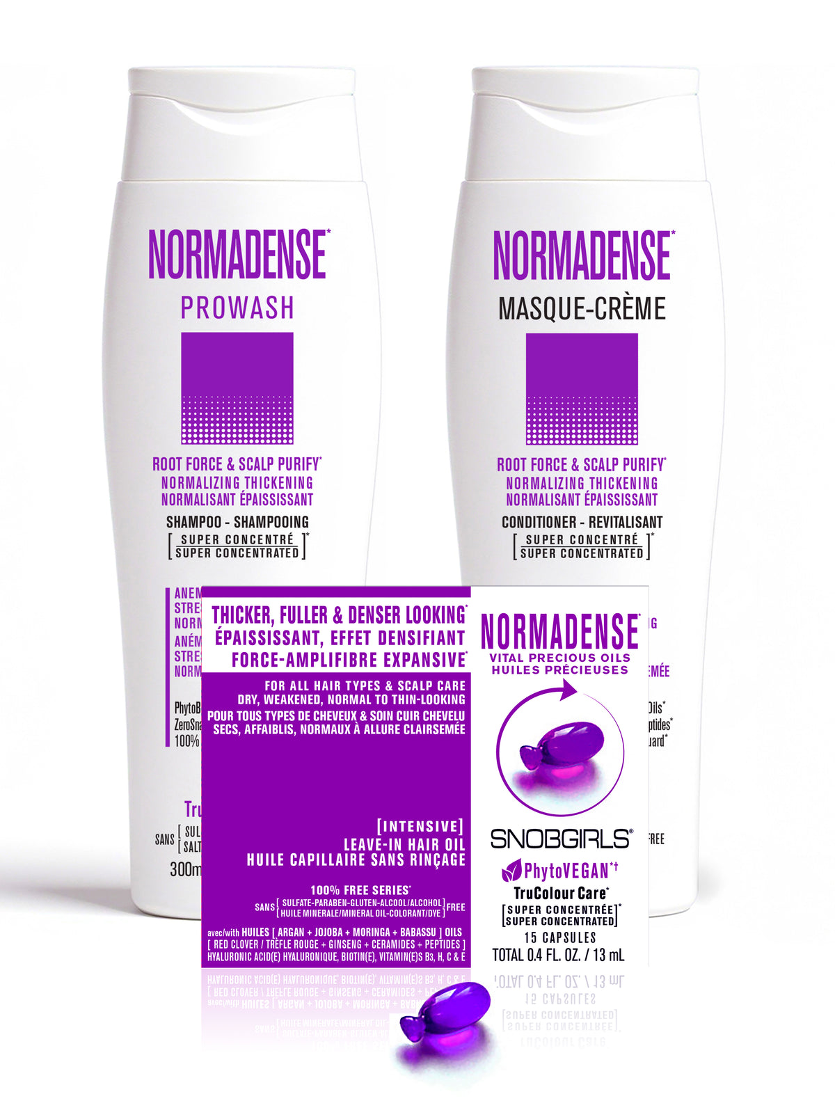 Trio NORMADENSE 1 Vegan Shampoo, Conditioner, Hair Oil for Thin-Looking Hair