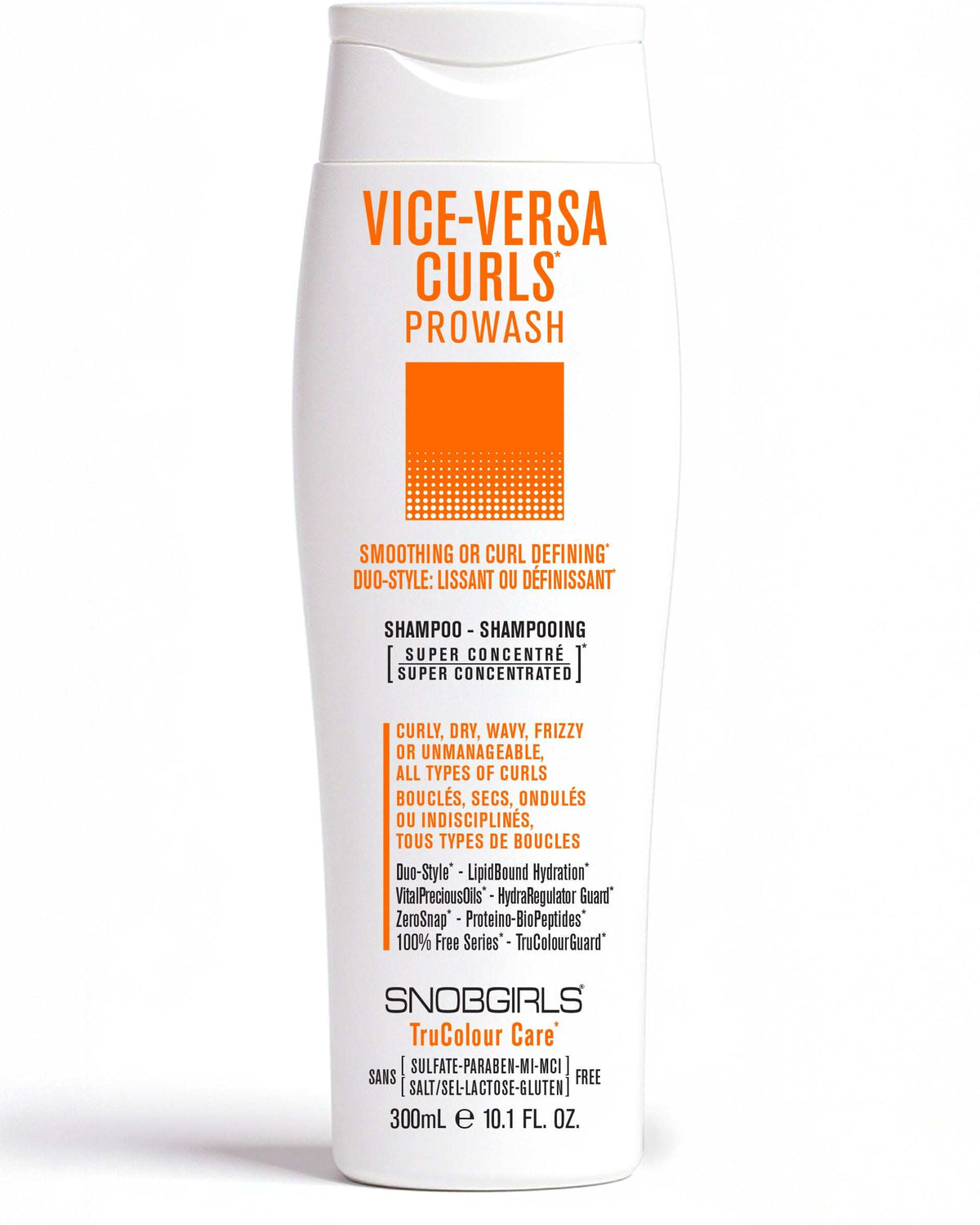 Trio VICE-VERSA CURLS Vegan Shampoo, Conditioner, Hair Oil for SmoothiSMOOTHING OR CURL DEFININGDUO-STYLE: LISSANT OU DEFINISSANT
For Curly, Dry, Wavy, Frizzy or Unmanageable Hair, All Types of Curls
1 X VICE-VERSA CURLS Vegan Shampoo SNOBGIRLS Canada