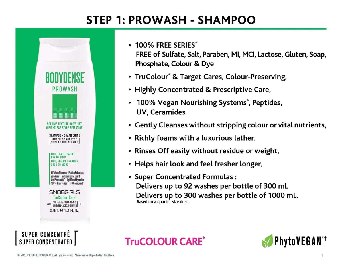 BODYDENSE Prowash Vegan Shampoo 1000 mL + Pump - SNOBGIRLS Canada