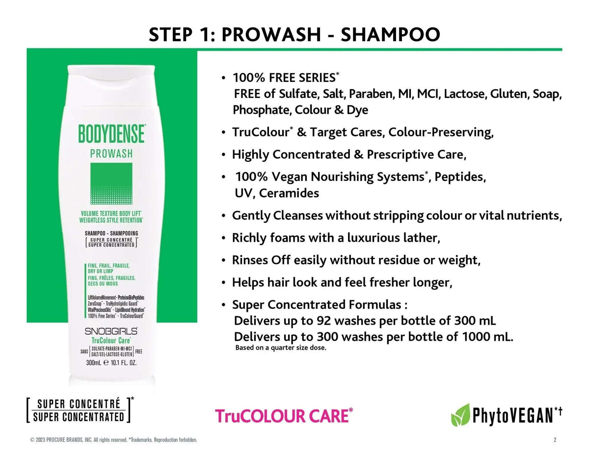 BODYDENSE Prowash Vegan Shampoo 1000 mL - SNOBGIRLS Canada