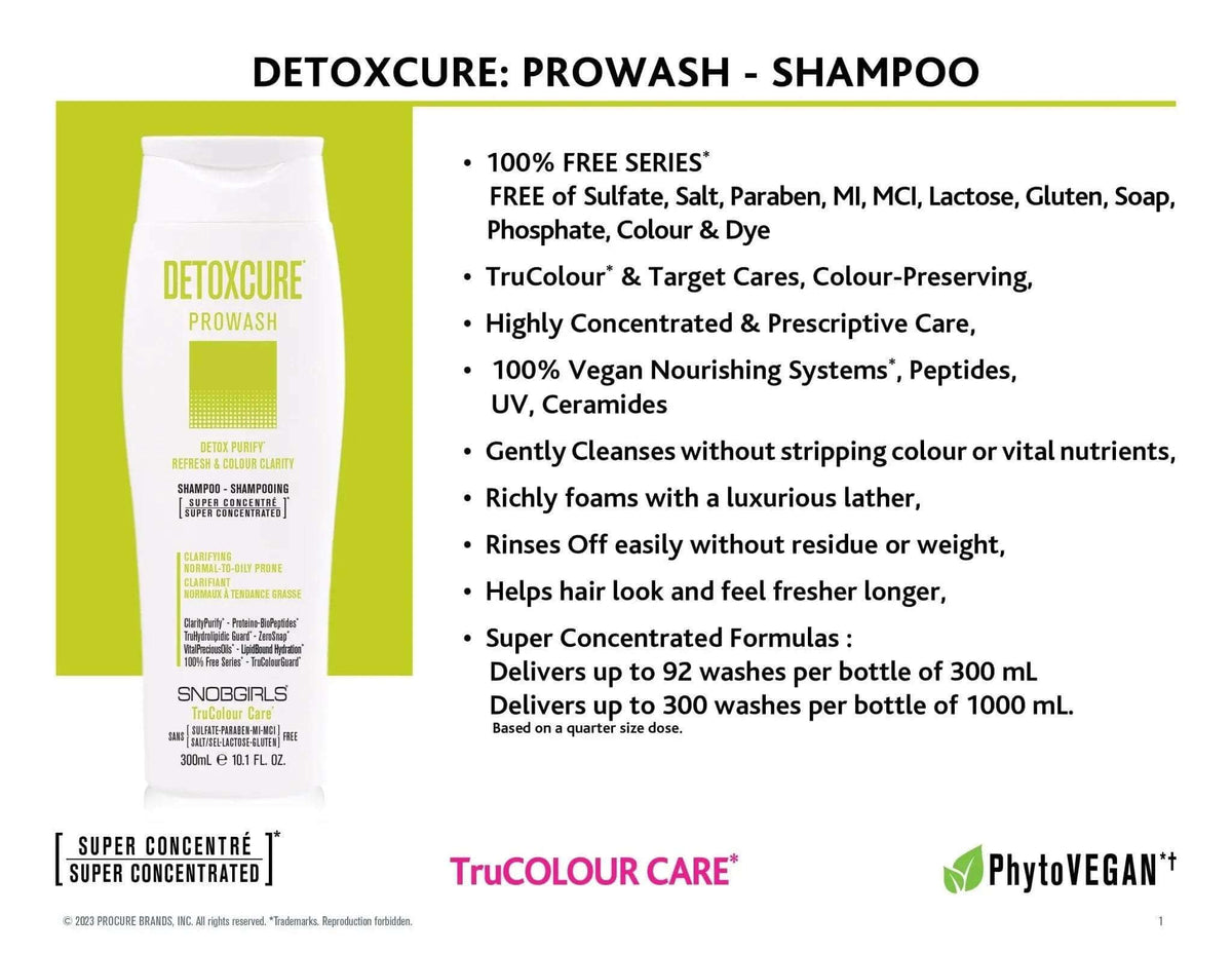 DETOXCURE Prowash (shampoo) 1000 mL + Pump - SNOBGIRLS Canada
