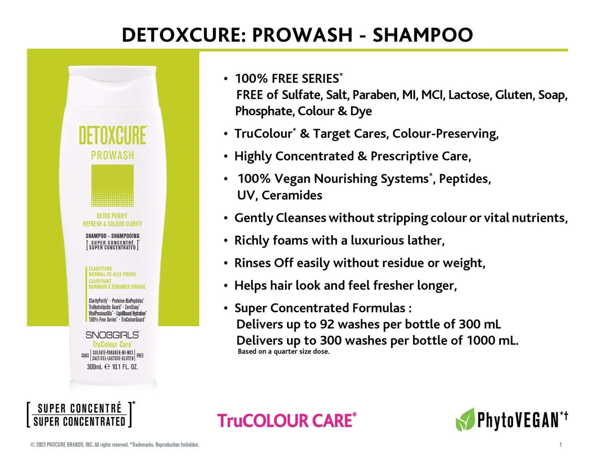 DETOXCURE Prowash Vegan Shampoo 1000 mL + PumpDETOXCURE Prowash Vegan Shampoo 1000 mL + PumpSNOBGIRLS Canada
