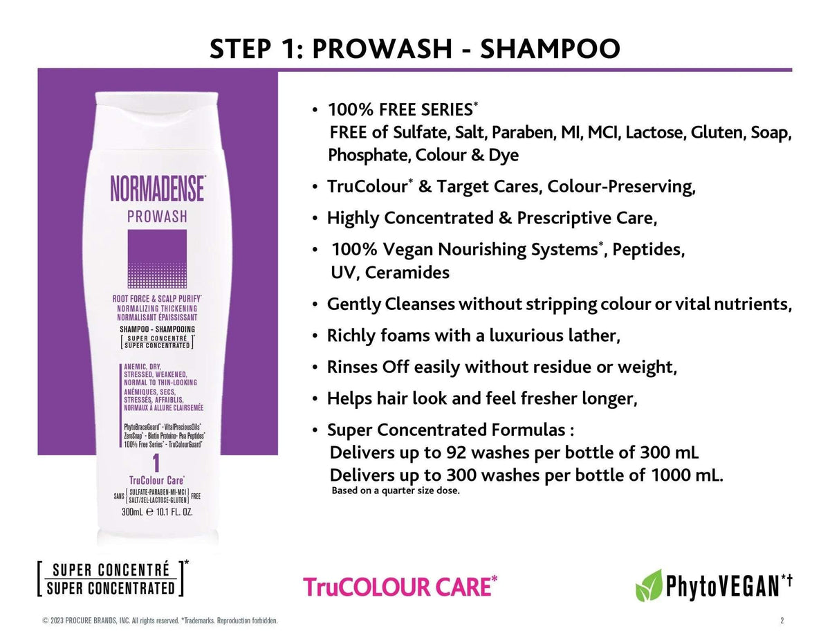 NORMADENSE 1 Prowash Vegan Shampoo 1000 mL + Pump - SNOBGIRLS Canada