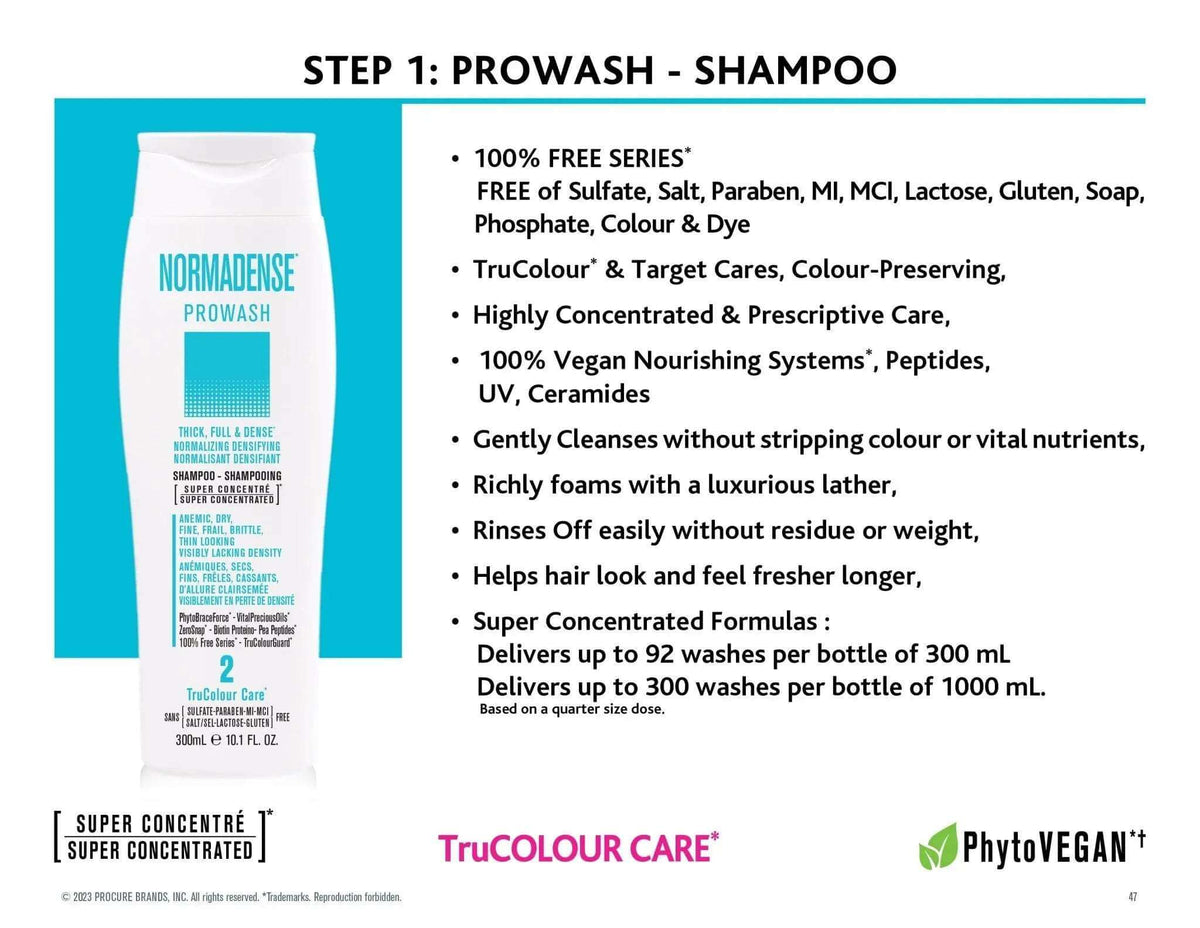 NORMADENSE 2 Prowash Vegan Shampoo 1000 mL + Pump - SNOBGIRLS Canada