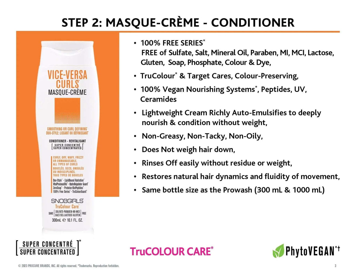 VICE-VERSA CURLS Masque-Creme Vegan Conditioner 1000 mL + Pump - SNOBGIRLS Canada