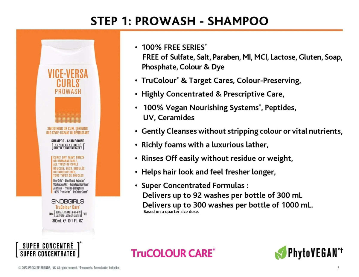 VICE-VERSA CURLS Prowash Vegan Shampoo 1000 mL + Pump - SNOBGIRLS Canada